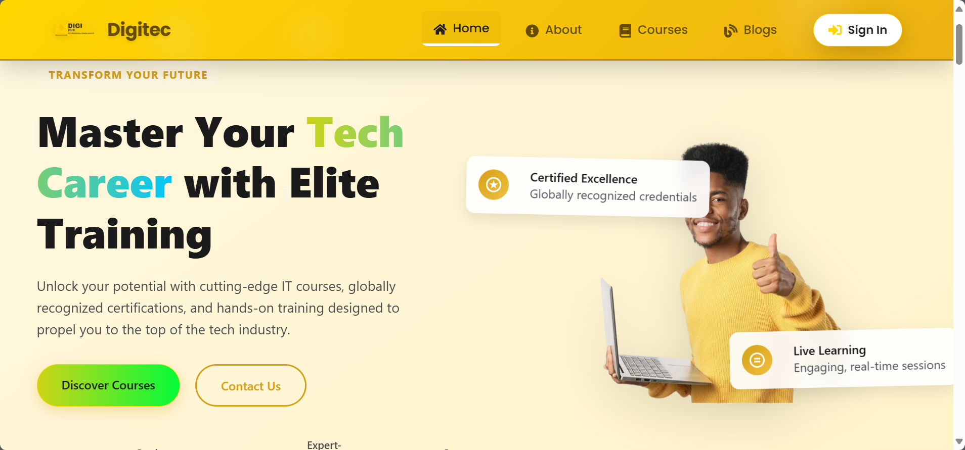 DigiTec Learning Platform (Client Project) screenshot